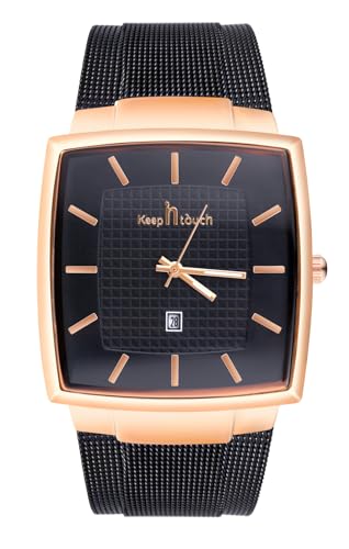 MicLee Montres à Quartz Homme Montre Bracelet avec Grand Cadran Carré Minimaliste Or Rose Montre Etanche Bande en Acier Inoxydable pour Femmes Garçons