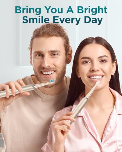 Elektrische Schallzahnbürsten für Erwachsene mit 8 Köpfen – Elektrische Zahnbürste mit Reiseetui, 5 Modi und IPX7, elektrische Ultraschall-Zahnbürsten für Familie, Reisen, mattes Gold – Bild 8