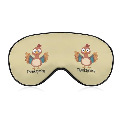 Thanksgiving Cute Turkey Sleep Mask Eye Shade Cover Adjustable Strap for Travel Lunch Break Women Men