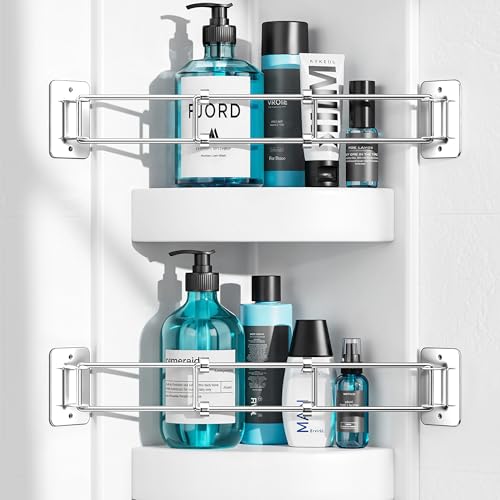 songsoso 2 Pack RV Shower Corner Storage Bar Camper Shower Caddy 713 Inches Adjustable Bathroom Organizer Stainless RV Wall Accessories