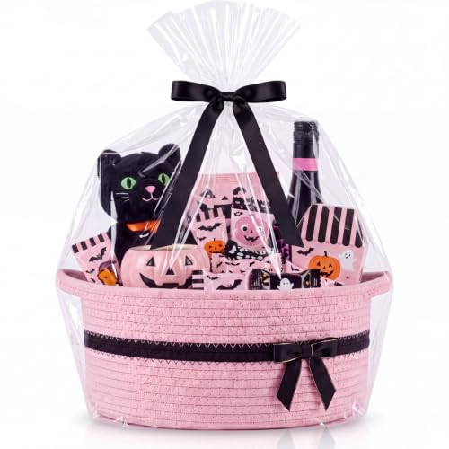 Image of Colingmill 1 Set Woven Empty Basket for Gift,Light Pink Black