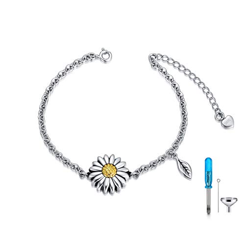 Butterfly/Sunflower/Red Cardinal/Hummingbird Cremation Jewelry 925 Sterling Silver Urn Bracelet Ashes Keepsake Hair Memorial Always in My Heart Locket for Women Mom