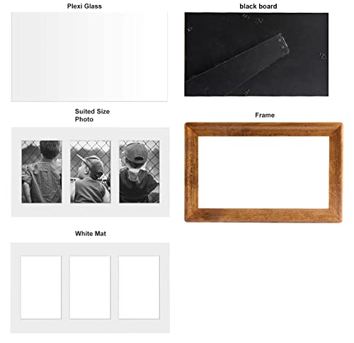 Icheesday 8X14 Wood Collage Picture Frame With Three 4X6 Inch Openings,Wall Mount Or Tabletop Display Three 4 X 6 Photos With Mat Or 8X14 Poster Frame Without Mat(Brown) #TOP1