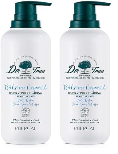 Dr. Tree Bálsamo Corporal Hidratante, Pieles Sensibles, Repara y Nutre, Rápida Absorción, Airless, Sin Sulfatos SLE, SLS, Sin parabenos, Sin siliconas, 99,5% Ingredientes Naturales, ECOCERT