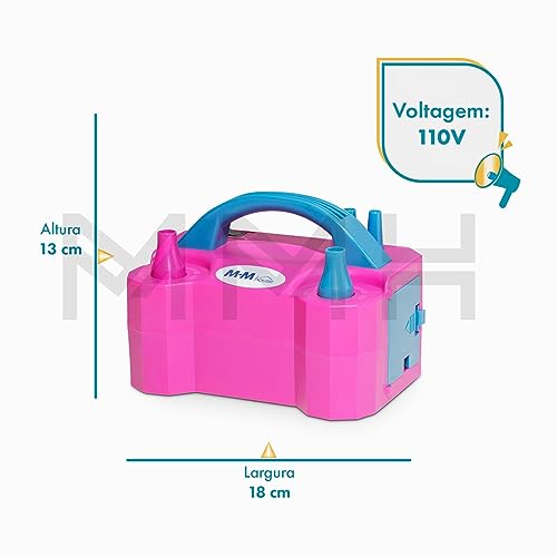Bomba Elétrica Inflador Encher Balões Bexigas Festa 110V (Rosa)