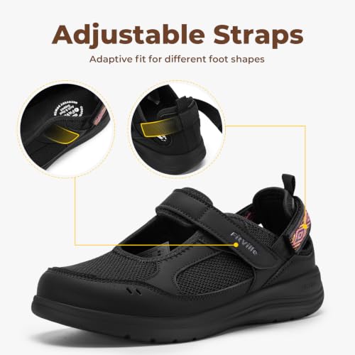 Image of FitVille Diabetic Shoes for Women Extra Wide Diabetic Womens Sandals, Walking Shoes with Adjustable Closures Arch Support, Orthopedic Sandals for Flat Feet Heel Pain Relief,Plantar Fasciitis