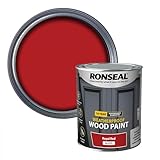 Ronseal 10 Year Weatherproof 2-in-1 Wood Paint Royal Red Gloss 750ml