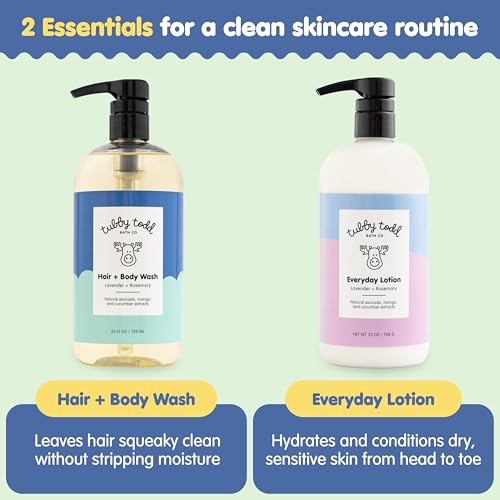 Image of Tubby Todd's Baby Body Wash and Lotion Set - Gentle, Hypoallergenic Skincare for Newborns & Toddlers - 25oz, Lavender Rosemary