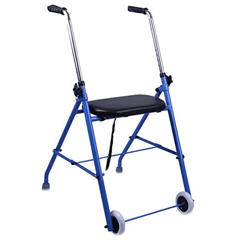 Alexzh_Rollator Deambulatore Pieghevole Leggero con Rullo/Piastra di Seduta Seduta e Spinta Disabilitato Anziani, Lega di Alluminio, Blu