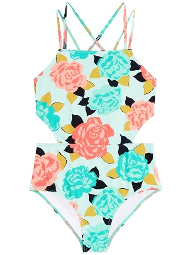 Image of Kanu Surf Girls' Beach Girl Sport Cut-Out One Piece Swimsuit