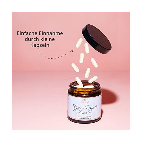 bedrop GelÃ©e Royale Kapseln Bio QualitÃ¤t 60 Kapseln - 1 Kapsel = 980 mg pures Gelee Royal, 10-HDA Gehalt <4,8% - Gelee Royal reich an Polyphenolen & Flavonoiden – Bild 4