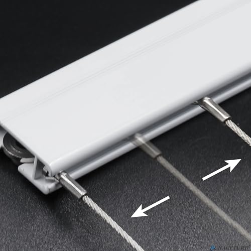 Image of NACETURE 19.69 Ft Picture Hanging System, 4 x 60 Inch Wall Rails | Includes adjustable wires and hooks for frames, photos and wall decor.