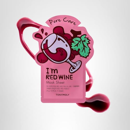 TONYMOLY I’m Red Wine Sheet Mask 10-Pack – Hydrating & Moisturizing Korean Face Masks with Red...
