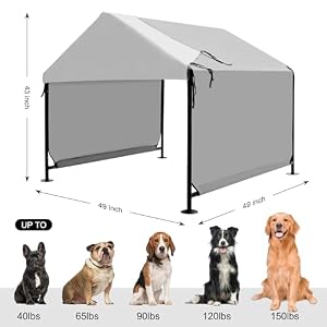 Dog Shade Shelter 4'x4'x3.6' for Large Dogs, Pet Outdoor Tent with Upgraded Doors, Outside Sun Rain Canopy Pet House for Dogs, Cats, Small Animals and Livestock, Grey Dog Shade Shelter 4โx4โx3.6โฒ for Large Dogs, Pet Outdoor Tent with Upgraded Doors, Outside Sun Rain Canopy Pet House for Dogs, Cats, Small Animals and Livestock, Grey