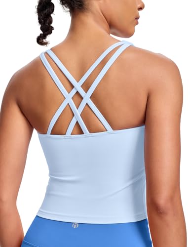 Image of HeyNuts Longline Zeal Bras Medium Impact Wirefree Sports Bras Workout Crop Tank Tops with Removable Pads, A-D Cups