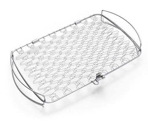 Weber Support pour poisson & légumes/panier - Grand (46 x 28cm), en acier inoxydable, idéal pour les produits délicats, retournement facile sur le barbecue,...