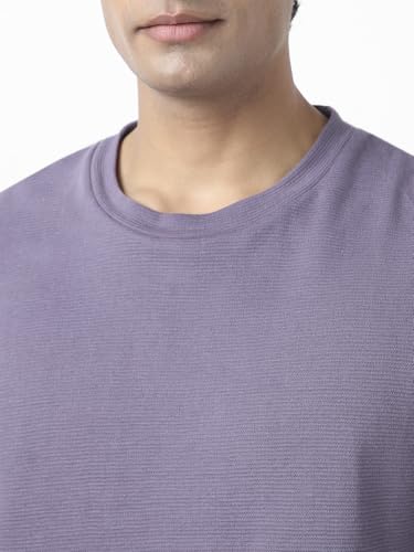 Image of Urbano Fashion Men's Textured Round Neck Oversized Full Sleeve Cotton T-Shirt