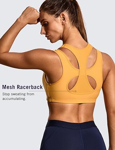 Image of SYROKAN Sports Bras for Women High Support Mesh Full Coverage Racerback Wireless No Bounce Running Bras