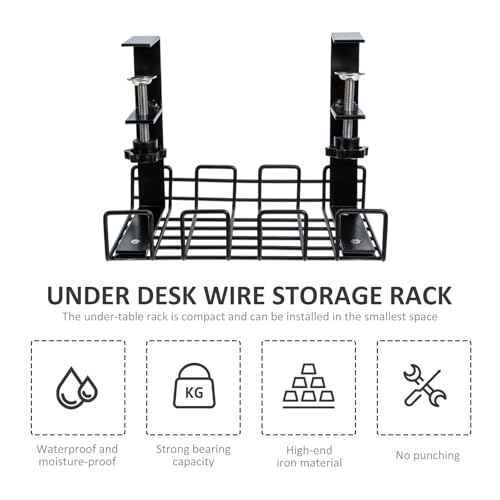 Organizador de cables para escritorio Bandeja para cables 21 cm Rack de almacenamiento de hierro para gestión de cables en oficina bajo escritorio miniatura 7