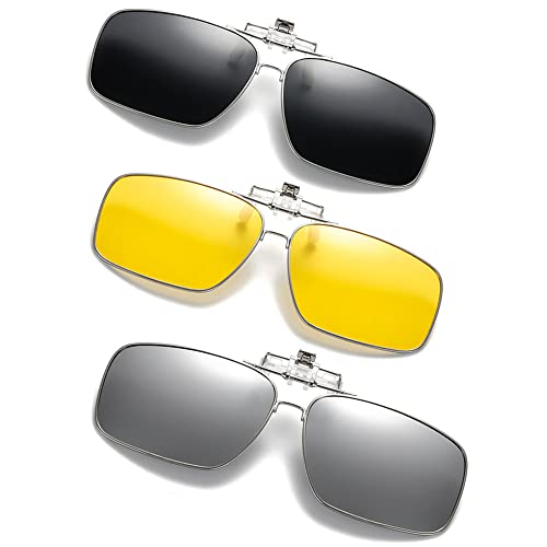 Image of Clip on Flip up Polarized Lens For Prescription Glasses UV Protection Sunglasses (Clear lenses not Polarized)