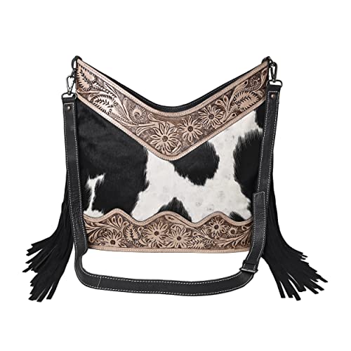 Image of Leather Cross Body Bag Purse for Woman Sling Bag Cowhide Handmade Western Shoulder Bags With Adjustable Strap 12x14 in