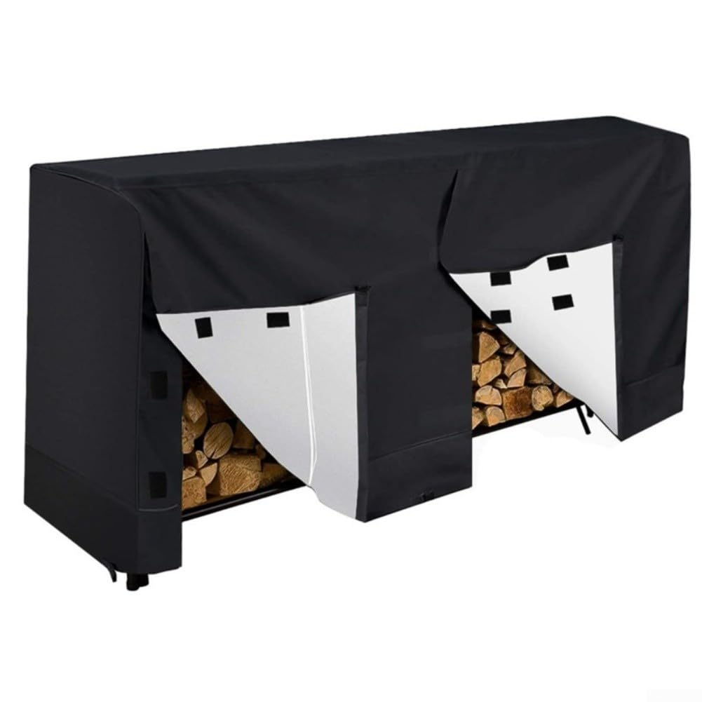 Kaminholzregal-Abdeckung, wasserdicht, quadratisch, Garten, Outdoor, Winter, Holzstapelschutz, staubdicht, UV-Schwarz (122 x 61 x 107 cm)