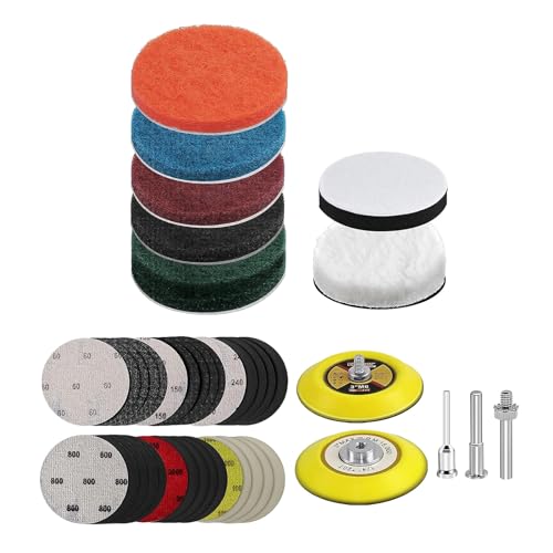 Kit De Restauration De Phares De Voiture, Nettoyeur De 3 Pouces, Restaurateur Avec Tampons De Disques De Ponçage En Laine, Kit De Polissage