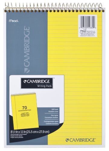 Meadwestvaco 59880 8-1/2" X 11" Canary Yellow Cambridge® Wirebound Notebook