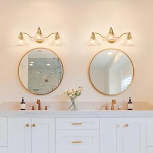 Vintage Bathroom Light Fixtures, Gold 3 Light Bathroom Vanity Light, Brass Bathroom Lighting Fixtures over Mirror, Flower Vanity Light with Glass Shade, Wall Sconce for Bedroom Doorway Foyer Hallway Vintage Bathroom Light Fixtures Gold 3 Light Bathroom Vanity Light Brass Bathroom Lighting Fixtures over Mirror Flower Vanity Light with Glass Shade Wall Sconce for Bedroom Doorway Foyer Hallway