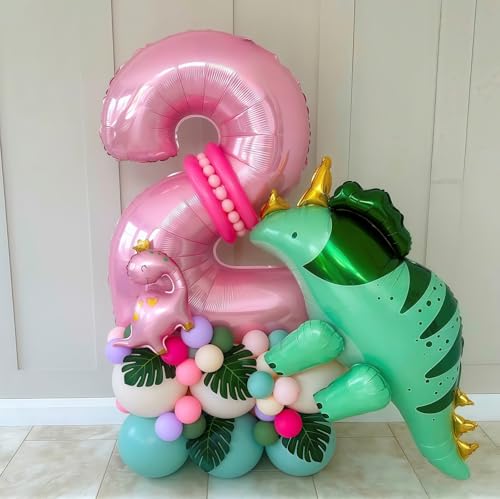Image of Pastel Pink 2 Balloon Number,40 Inch Light Pink 2 Balloons Large Helium Foil Mylar Number 2 Balloon for Birthday Party Anniversary Decorations
