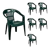 Mojawo 6 Stück Stapelstuhl Gartenstuhl PIONA Bistrostuhl Gartensessel Balkonstuhl Kunststoff stapelbar Balkonmöbel Gartenmöbel Dunkelgrün