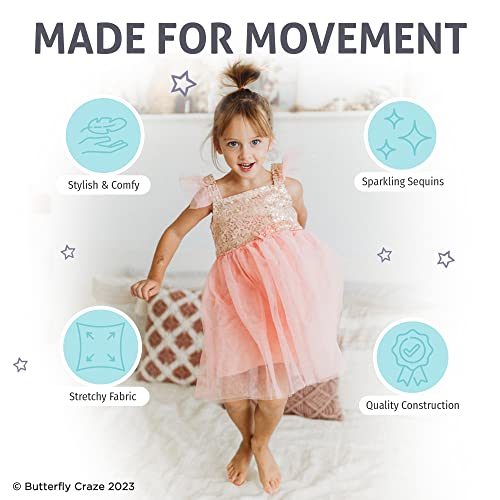 Butterfly Craze Birthday Sequin Dress with Glitter and Sparkle for Little Girls, Fluttering Into The Princess Ballerina Party4