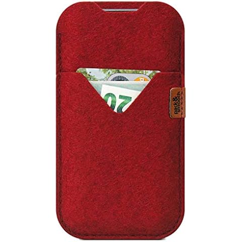 Pack & Smooch Case for iPhone 15 Pro Max / 14 Pro Max / 13 Pro Max / 12 Pro Max Case Shetland 100% Merino Wool Felt, Handmade in Germany - Red Cover