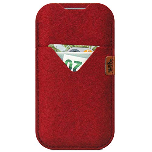Pochette iPhone 8/7 Pack & Smooch Shetland en feutre de laine mérinos rouge pour smartphone