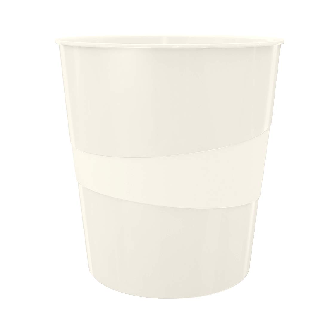 Leitz 15 Litre Waste Bin, Plastic, WOW Range, Pearl White — image 1