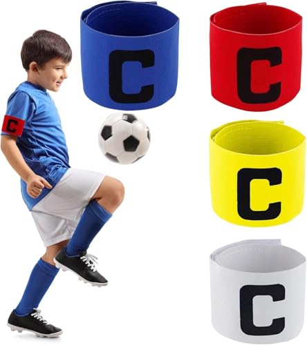 4 Stück Kapitänsbinde Kinder Fussball Capitan Armbinden Verstellbare Kapitansbind Kinder Multicolor Kapitän Band Fußball Elastic Spielführerbinde Kapitäns Armbinden für kinder Junior Vereine Sport