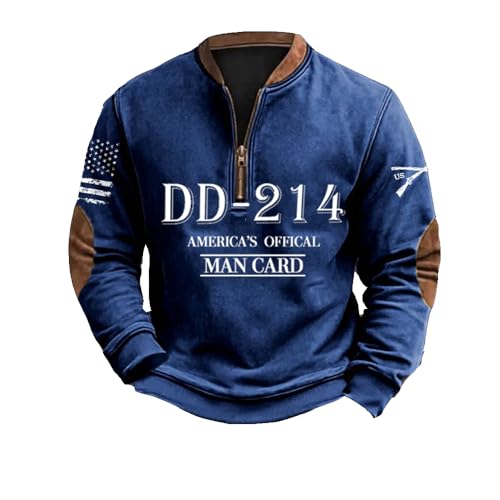 Dd 214 America's Official Man Card Printed Sweatshirt Long Sleeve Flag Print Top