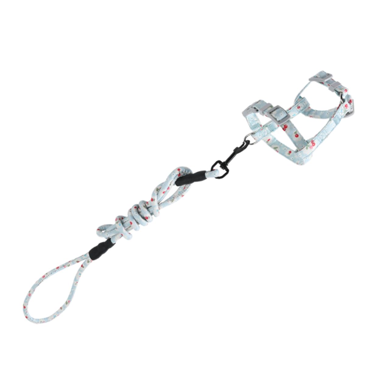 DOITOOL 3piezas Arnés Ajustable para Gatos Correa De Traction Diseño Floral Cinta De Algodón Suave para Paseos Interiores y Exteriores Azul