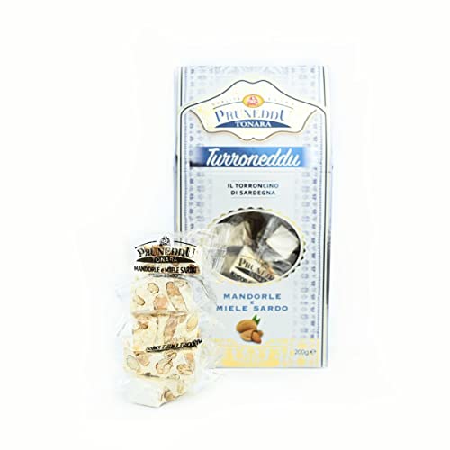 Torroncini mit Mandeln und sardischem Honig (hart) | 200 g Geschenkverpackung | Weißer Nougat aus Italien | Torrone | Pruneddu Torronificio Artigiano Tonara, Sardinien