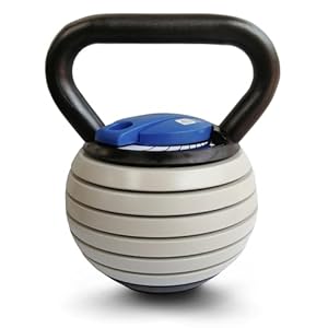 Sport-Thieme Kettlebell Set Vario | Verstellbare Kettlebell mit variablen Gewichtsscheiben: 4-18 kg | Platzsparend, Sicher | Stahl, Kunststoff | Schwarz-Grau-Blau | Markenqualität