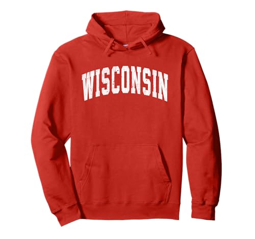 Wisconsin WI Vintage Athletic Sports Design Pullover Hoodie