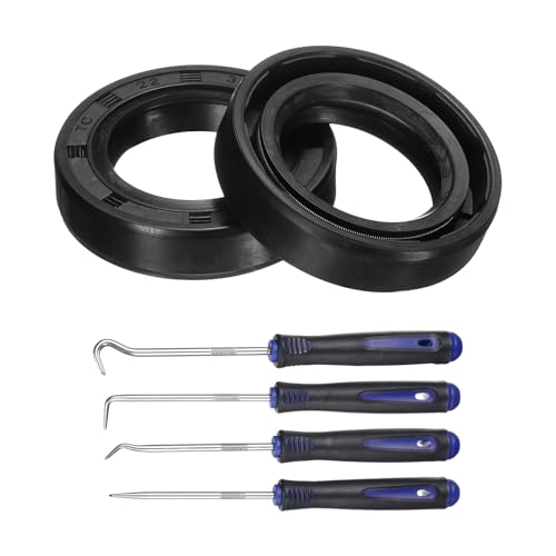 Image of sourcing map 2Pcs Oil Seal, 22x35x8mm TC Nitrile Rubber Double Lip Cover with Hook Kit and Spring for Mechanical Automobile Bearing Shaft, Black