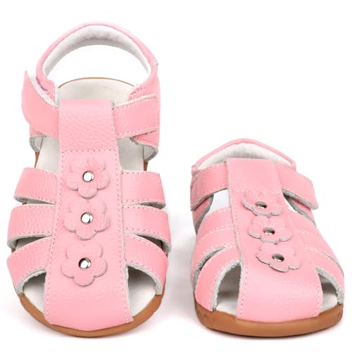 Image of Femizee Toddler Girls Leather Dress Sandals with Adjustable Strap