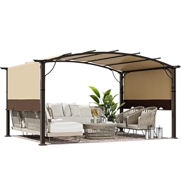 attached pergola with retractable canopy