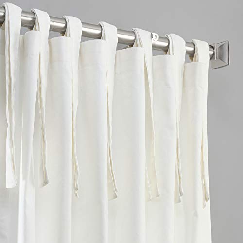 Image of HPD Half Price Drapes Solid Tie Top Cotton Curtains 108 Inches Long (1 Panel) Luxury Light Filtering Curtains for Living Room, Modern Semi Sheer Curtain for Bedroom, 50W X 108L, Fresh Popcorn
