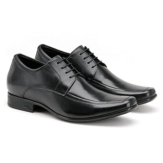 SAPATO SOCIAL JOTA PE PELICA CABRA 6.5 ALTURA BICO QUADRADO CADARÇO PRETO MASCULINO