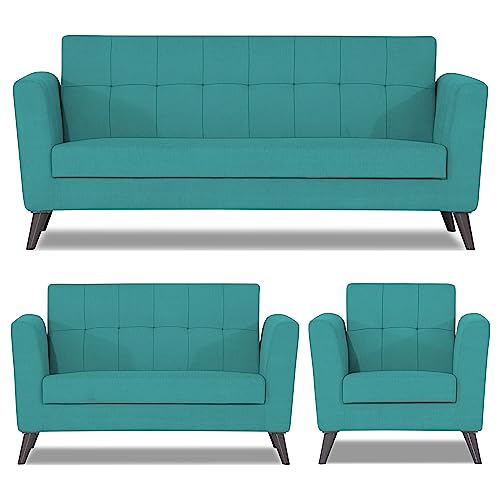 Image of Adorn India Dannis 3+2+1 6 Seater Sofa Set (Aqua Blue) (3 Year Warranty)
