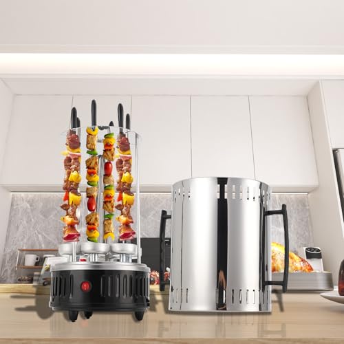 Barbecue electrique vertical de table 1000 W avec brochettes poulet et kebab maison
