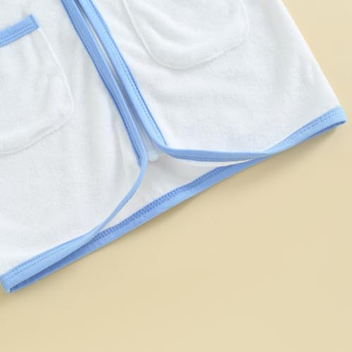 Image of Baby Girls Boys Terry Cloth Swim Cover Up Zip Up Hooded Bathing Suit Coverup Wraps Kid Summer Pool Beach Swimsuit
