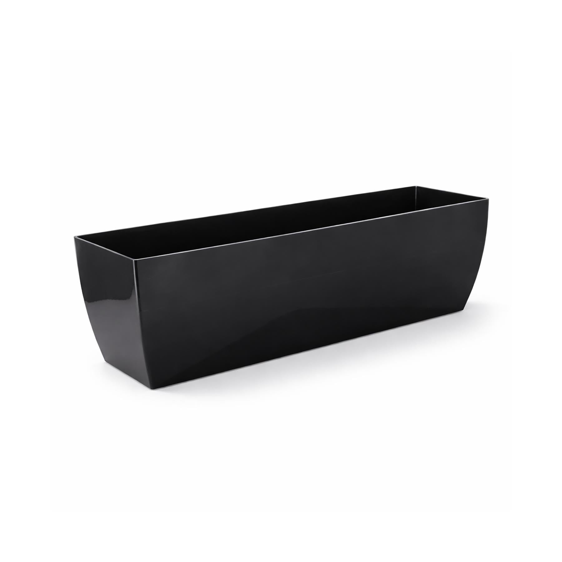 Simpa Black Milano Trough Planter – 60Cm High Gloss Plastic Flower Pot – Indoor & Outdoor Rectangular Plant Trough
